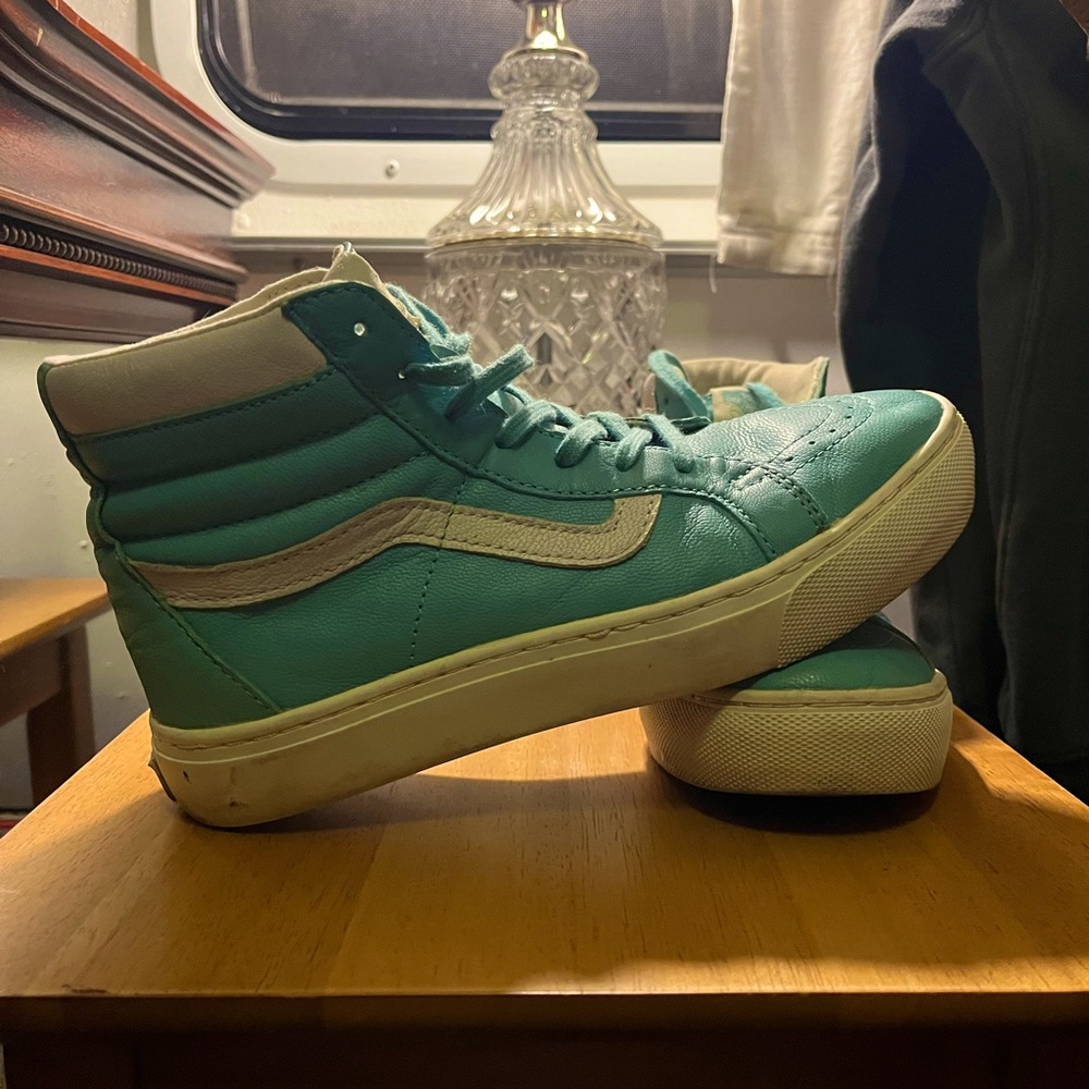 Baby Blue Soft Leather Sk8-Hi’s